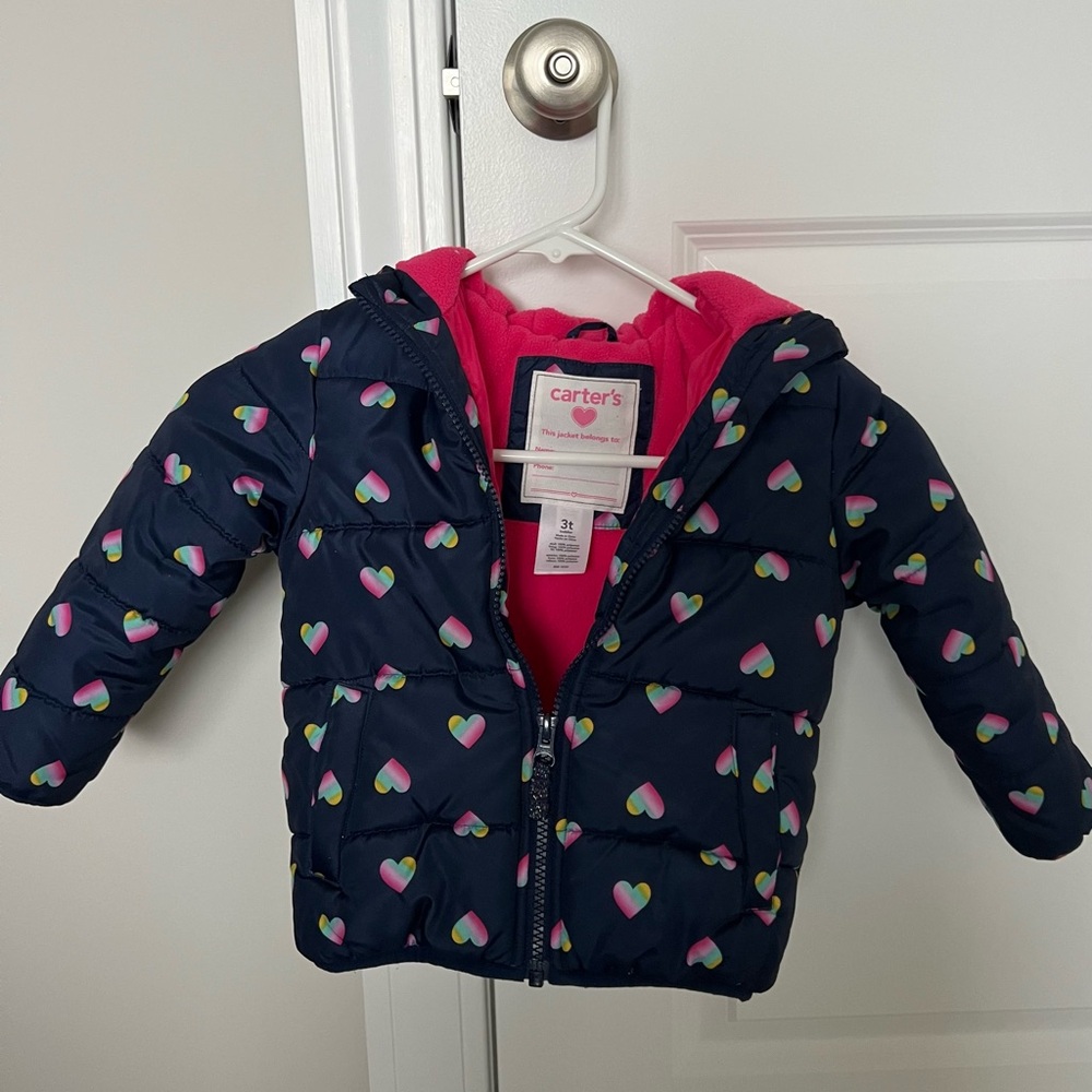 Carter's Navy Jacket with Heart Pattern
